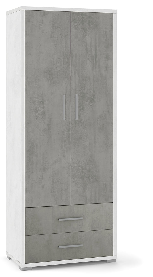 online Armadio 2 Ante 2 Cassetti 71x182x41 cm Ossido Bianco/Cemento