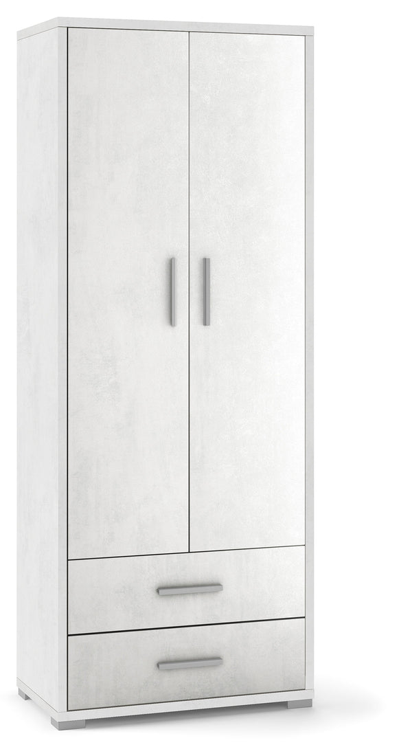 Armadio 2 Ante 2 Cassetti 71x182x41 cm Ossido Bianco sconto