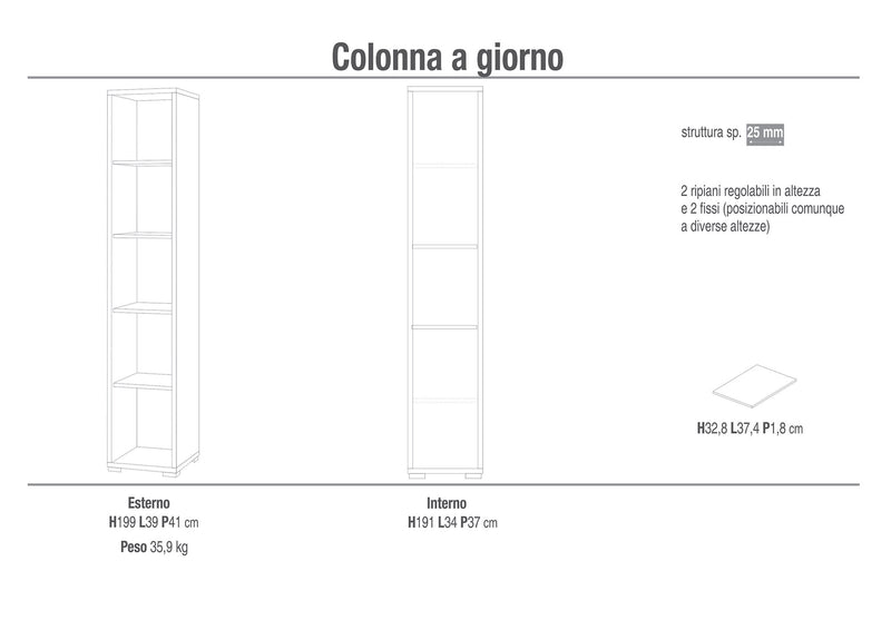 Libreria orizzontale bifacciale 96x25,5x168,5 cm cemento – acquista su  Giordano Shop