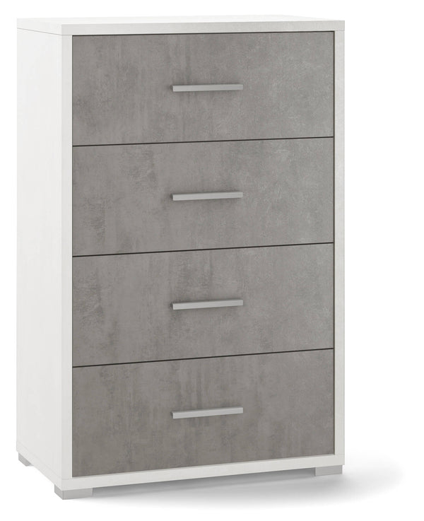 acquista Cassettiera con 4 Cassetti 71x110x41 cm Ossido Bianco/Cemento