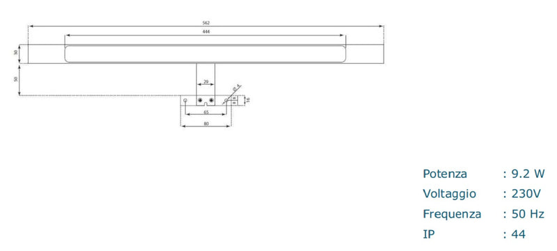 Lampada a LED da Bagno 15W in Metallo 50x10x8cm TFT Pales L Cromata-3