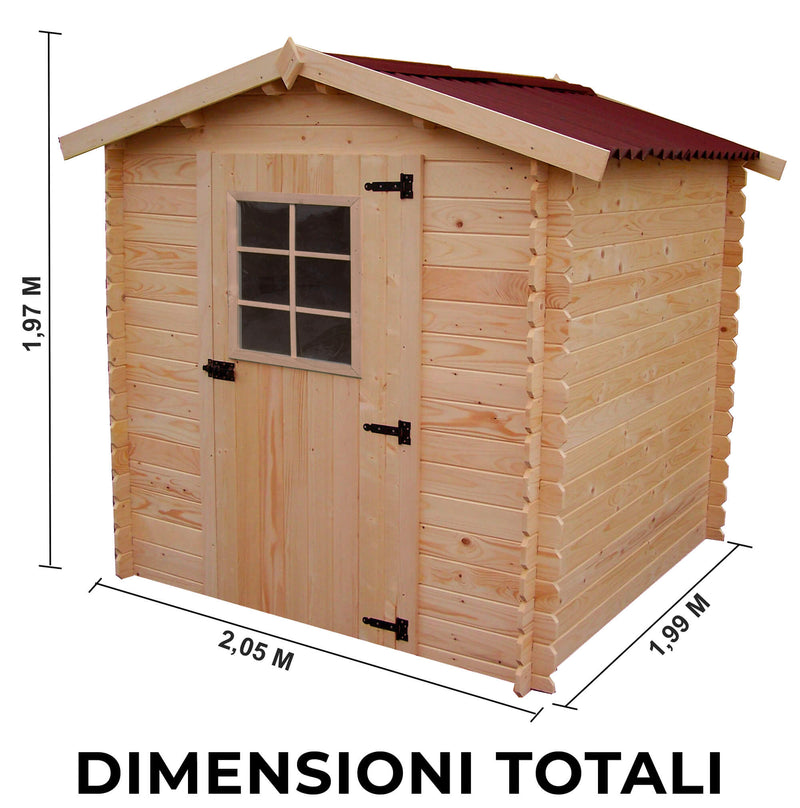 Casetta Box da Giardino 1,95x1,95 m con Pavimento in Legno Picea Massello 20mm Alpina-3