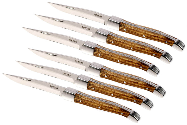 Set 6 Coltelli da Bistecca Lama Seghettata Manico in Legno Steak Alps prezzo