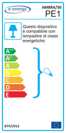 Plafoniera 1xE27 Ganci Marrone Vetro Screpolato Ambra-Verde E-Energy Ambra-2