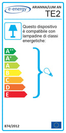 Lume 1xE14 Montatura Anticata Vetro Paglierino E-Energy Arianna-2