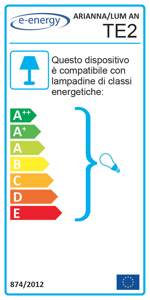 Lume 1xE14 Montatura Anticata Vetro Paglierino E-Energy Arianna-2