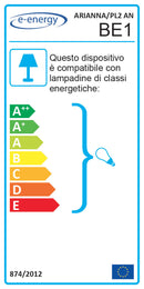 Plafoniera 2xE14 Montatura Anticata Vetro Paglierino E-Energy Arianna-2