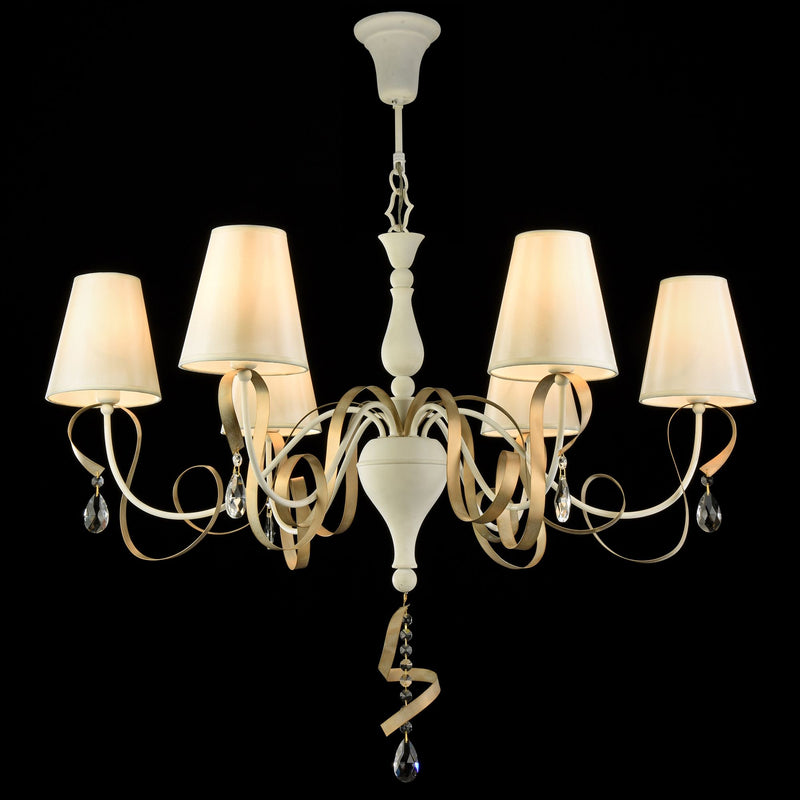 Lampadario Elegant in Metallo Intreccio Bianco con Oro-2