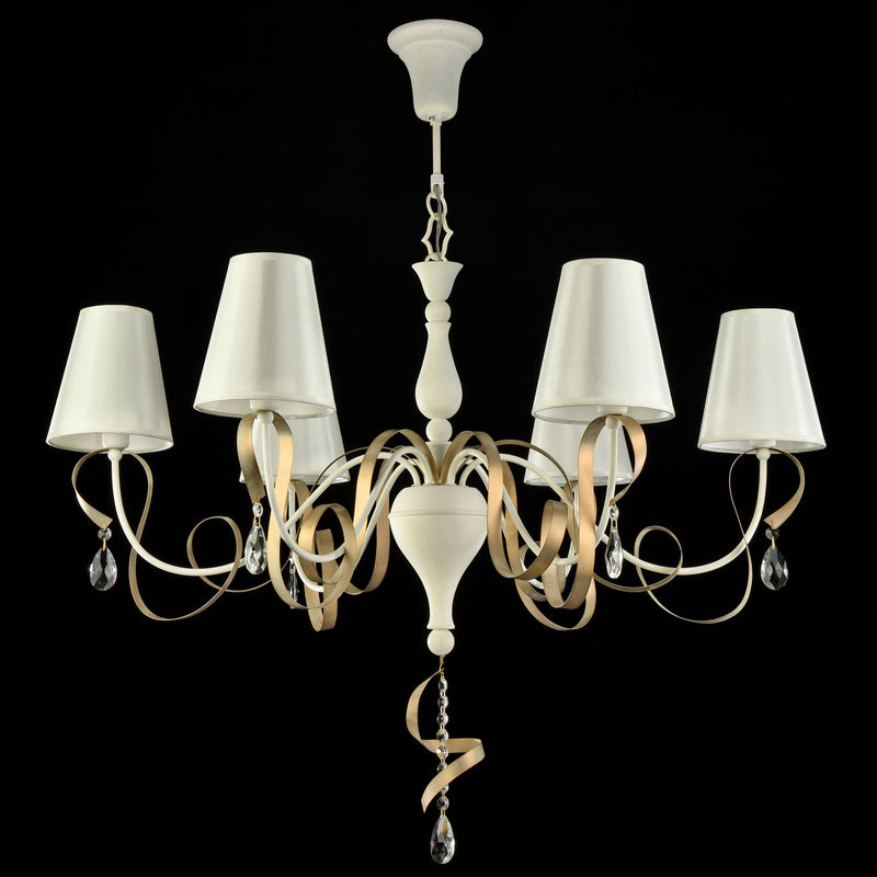 Lampadario Elegant in Metallo Intreccio Bianco con Oro-3