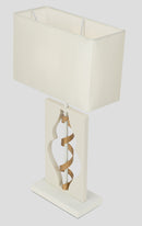 Lampada da tavolo Elegant in Metallo Intreccio Bianco con Oro