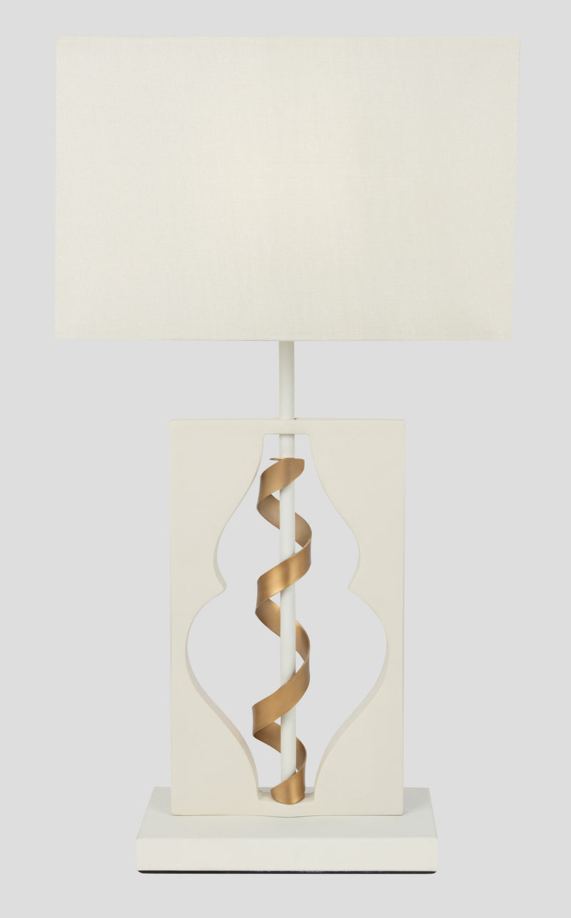 Lampada da tavolo Elegant in Metallo Intreccio Bianco con Oro