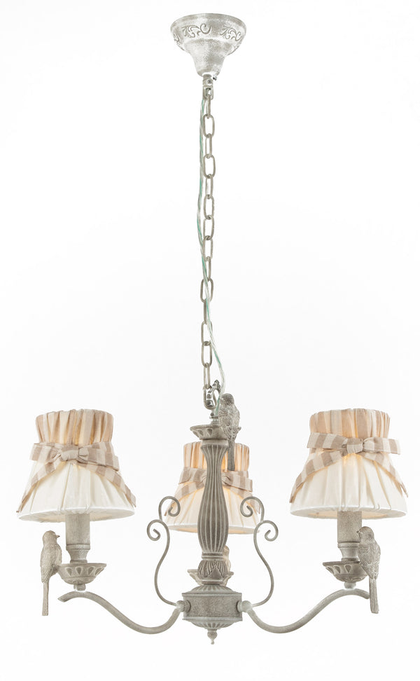 acquista Lampadario Elegant in Metallo Bird Bianco Antique