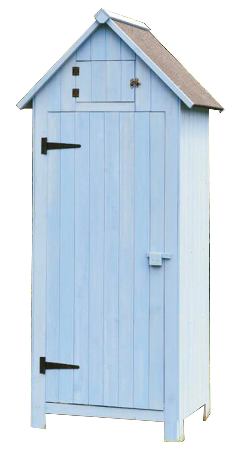 Casetta Box da Giardino 77x55xH179 cm in Legno di Abete 10mm Azzurro Armoire-1