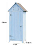 Casetta Box da Giardino 77x55xH179 cm in Legno di Abete 10mm Azzurro Armoire-5