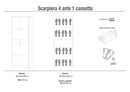 Scarpiera 4 Ante 1 Cassetto 63x164x29 cm Olmo Chiaro-2