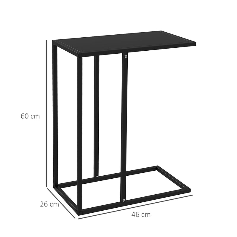 Tavolino da Salotto a Forma di C 46x26x60 cm in Acciaio Nero-3