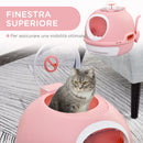 Toilette Chiusa per Gatti 47x55x44 cm con Vassoio Estraibile e Paletta Rosa-5