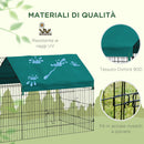 Gabbia per Conigli da Esterno 220x85x103 cm in Acciaio e Tessuto Oxford Verde-7