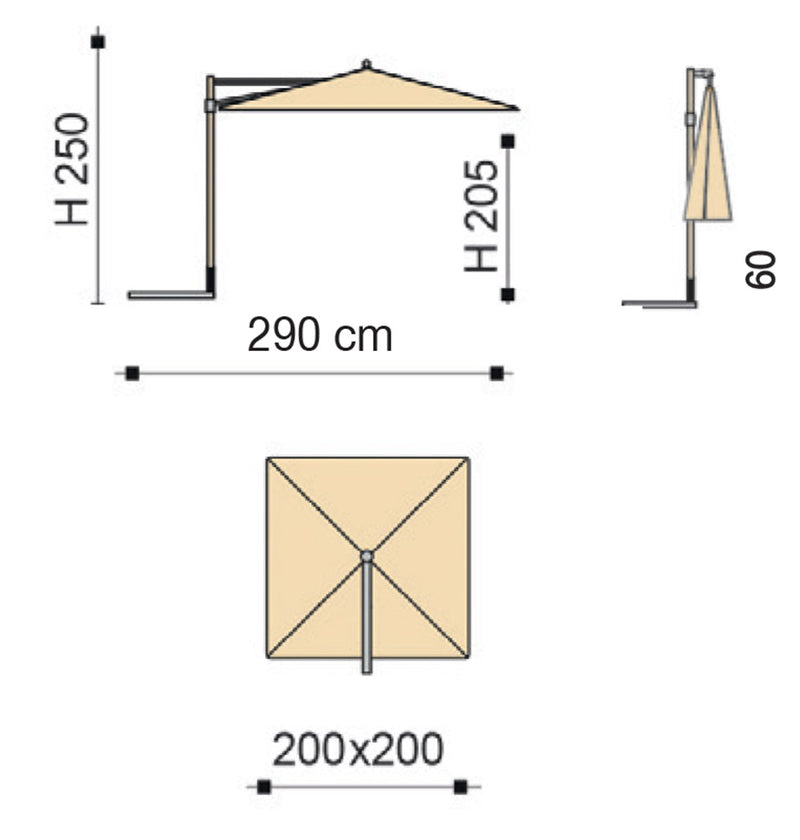 Ombrellone da Giardino Decentrato 2x2m Palo in Alluminio Effetto Legno Tessuto Poliestere Trend Wood Ecru-5