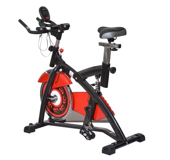 Spin Bike Indoor Allenamento Aerobico con Display a LED Nero e Rosso -2