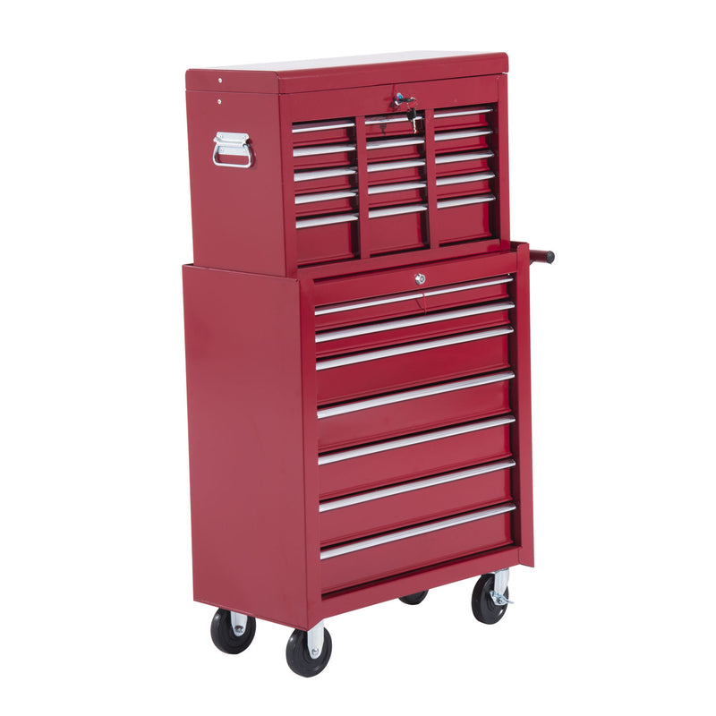 Carrello da Officina Portautensili Attrezzi con Cassettiera Rosso 61.5x33x113 cm -5