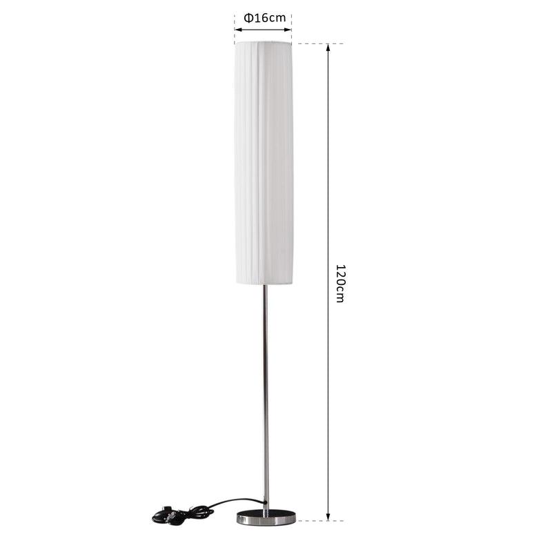 Lampada da Terra in Tessuto e Acciaio Inox 120 cm Bianco -7