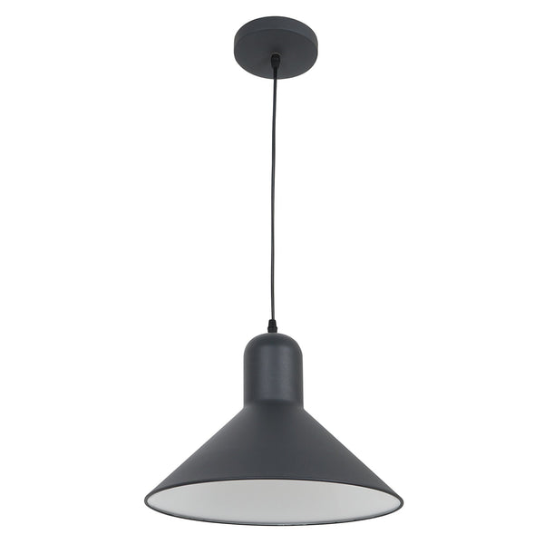 Lampada Design a Sospensione Corpo in Metallo Nero Esterno Bianco Interno Ø34,5x28 cm online