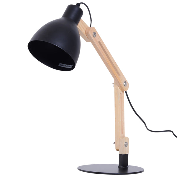 Lampada da Tavolo Scrivania Pieghevole in Legno e Metallo Nero sconto