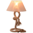 Lampada da Comodino Abat jour in Corda di Canapa Beige 40x40x65 cm -1