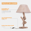 Lampada da Comodino Abat jour in Corda di Canapa Beige 40x40x65 cm -4