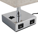 Lampada da Comodino Abat Jour con Paralume in Tessuto e 2 Porte USB E27 12x12x35 cm  Crema-9