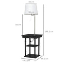 Lampada da Terra con Tavolino e 2 Prese USB 44,5x44,5x144,5 cm in Metallo Nero-3