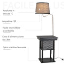 Lampada da Terra con Tavolino e 2 Prese USB 44,5x44,5x144,5 cm in Metallo Nero-6