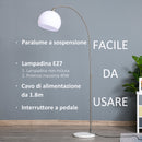 Lampada da Terra ad Arco con Paralume E27 94x30x130-180 cm in Metallo e Metallo Bianco-7