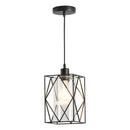 Lampadario Stile Geometrico 16x16x120 cm E27 in Metallo Nero-1