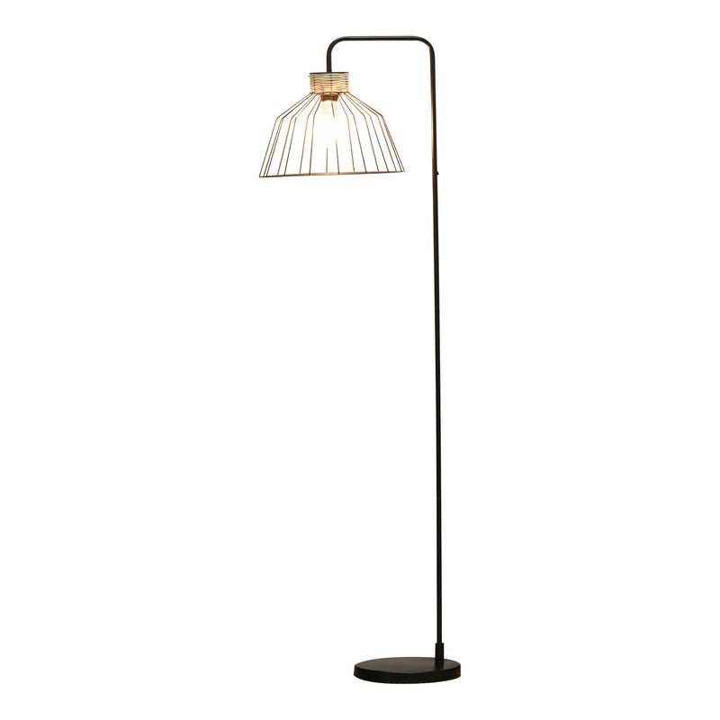 Lampada da Terra 44x34x154 cm in Metallo e Rattan Nero-1