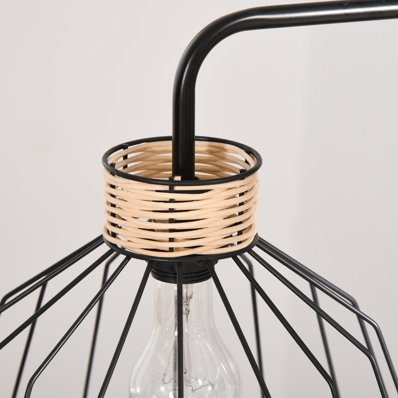 Lampada da Terra 44x34x154 cm in Metallo e Rattan Nero-7