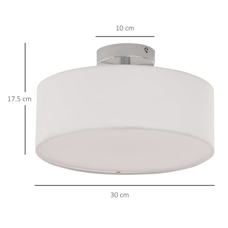 Lampadario Moderno Ø30x17,5 cm G9 40W Paralume in Tessuto Bianco-3