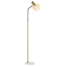 Lampada da Terra 50x25x160 cm E27 Paralume in Vetro Nero e Oro-1