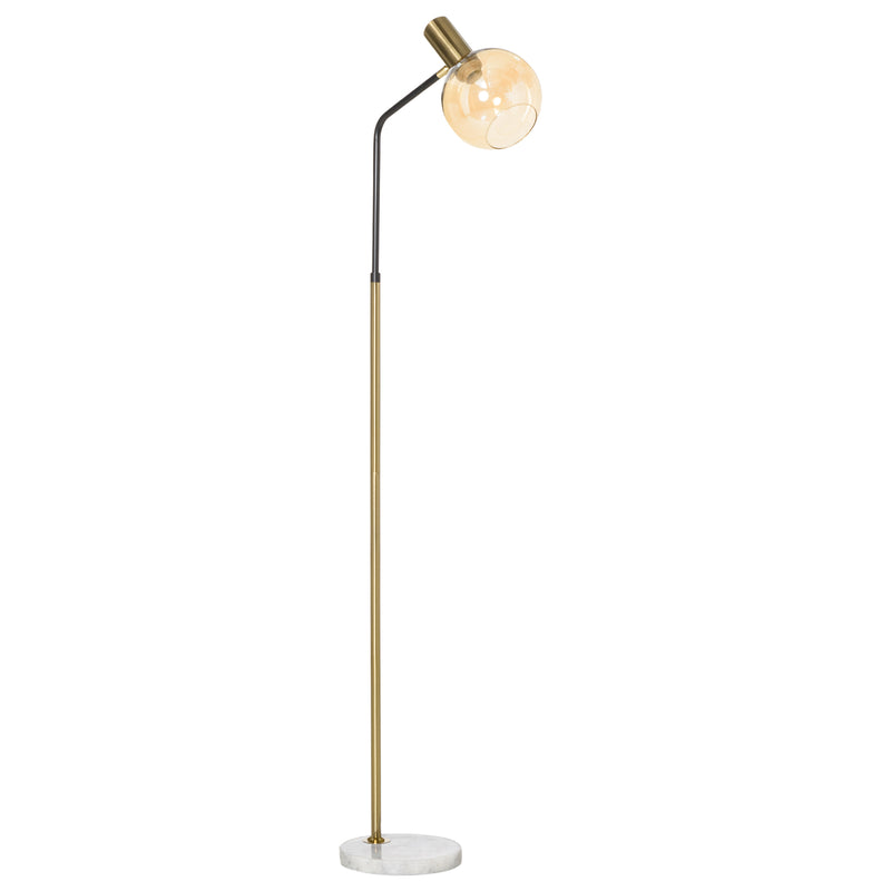 Lampada da Terra 50x25x160 cm E27 Paralume in Vetro Nero e Oro-1