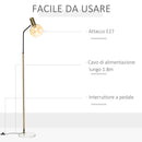 Lampada da Terra 50x25x160 cm E27 Paralume in Vetro Nero e Oro-5