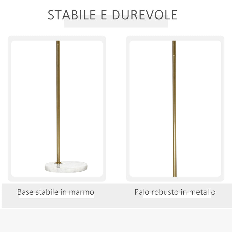 Lampada da Terra 50x25x160 cm E27 Paralume in Vetro Nero e Oro-7