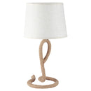 Lampada da Comodino Abat jour Ø30x56 cm in Corda e Tessuto Beige e Bianco-1