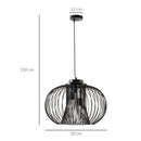 Lampadario Moderno Ø50x150 cm E27 in Metallo Nero-3