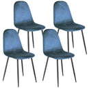 Set 4 Sedie da Interno 88x43x53 cm in Tessuto Blu-1