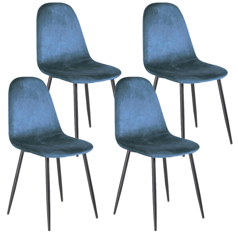 Set 4 Sedie da Interno 88x43x53 cm in Tessuto Blu-1