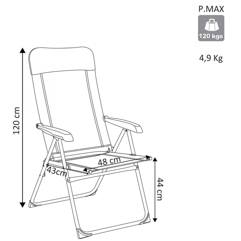 Poltrona Miami 47,5x43x44/120 h cm in Textilene Azzurro-3