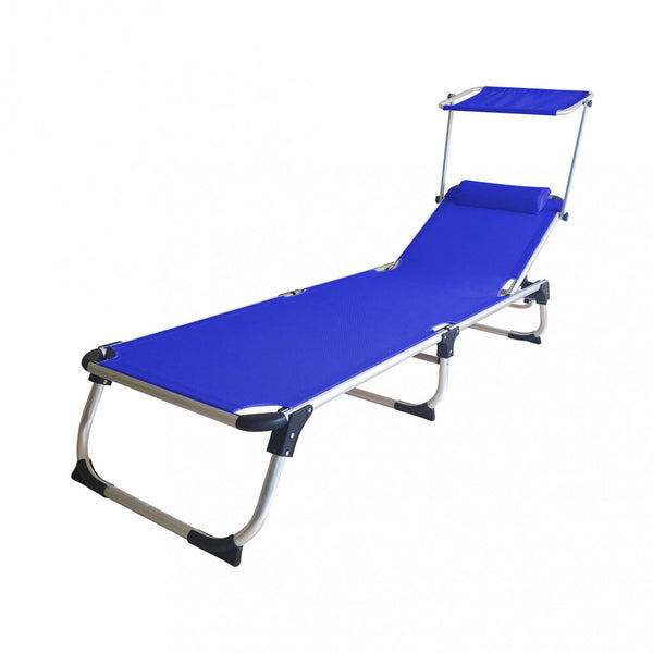 sconto Lettino Prendisole da Giardino Pieghevole Kamp Blu 188x59x30 cm cm in Alluminio Blu