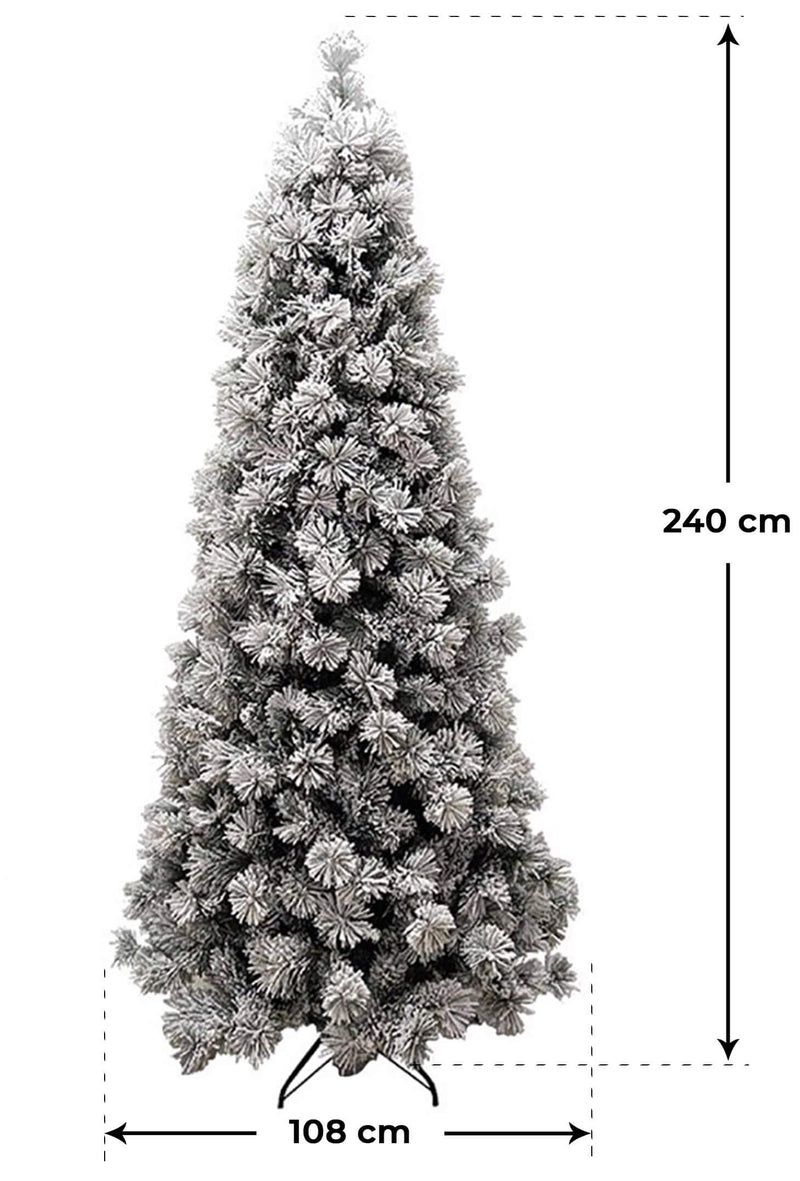 Albero di Natale Artificiale Innevato 240 cm 1095 Rami Bianco Slim-3