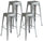 Set 4 Sgabelli Impilabili 44x44x77 cm in Lamiera Galvanizzata Silver